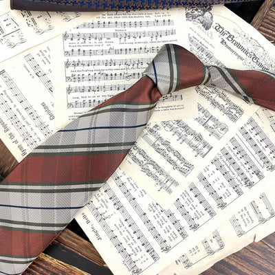 Retro Coffee Color Orange Red Striped Tie Hand Hit 8CM Men