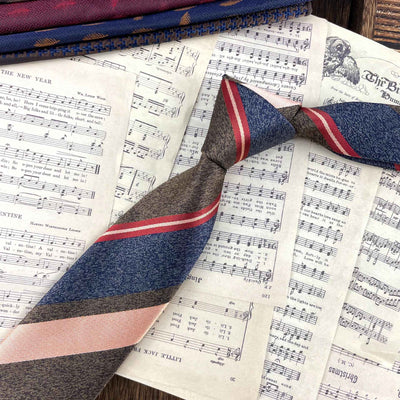 Retro Coffee Color Orange Red Striped Tie Hand Hit 8CM Men