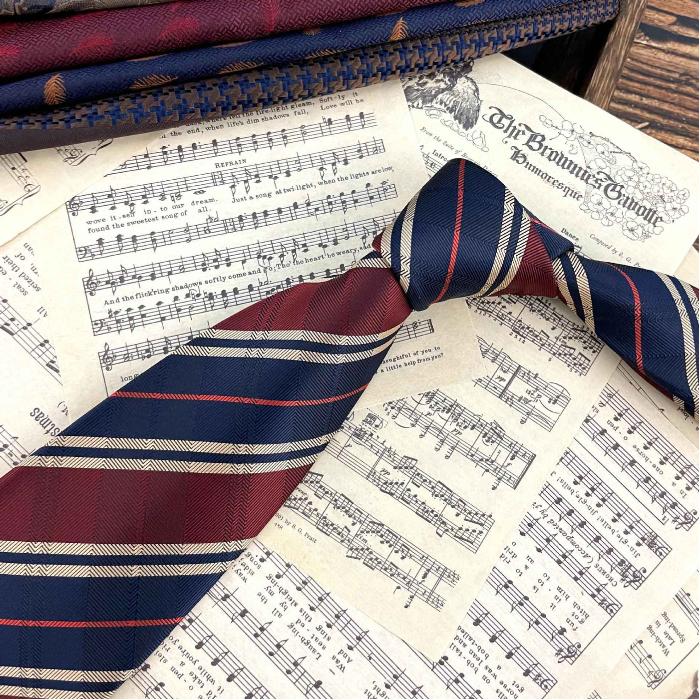 Retro Coffee Color Orange Red Striped Tie Hand Hit 8CM Men