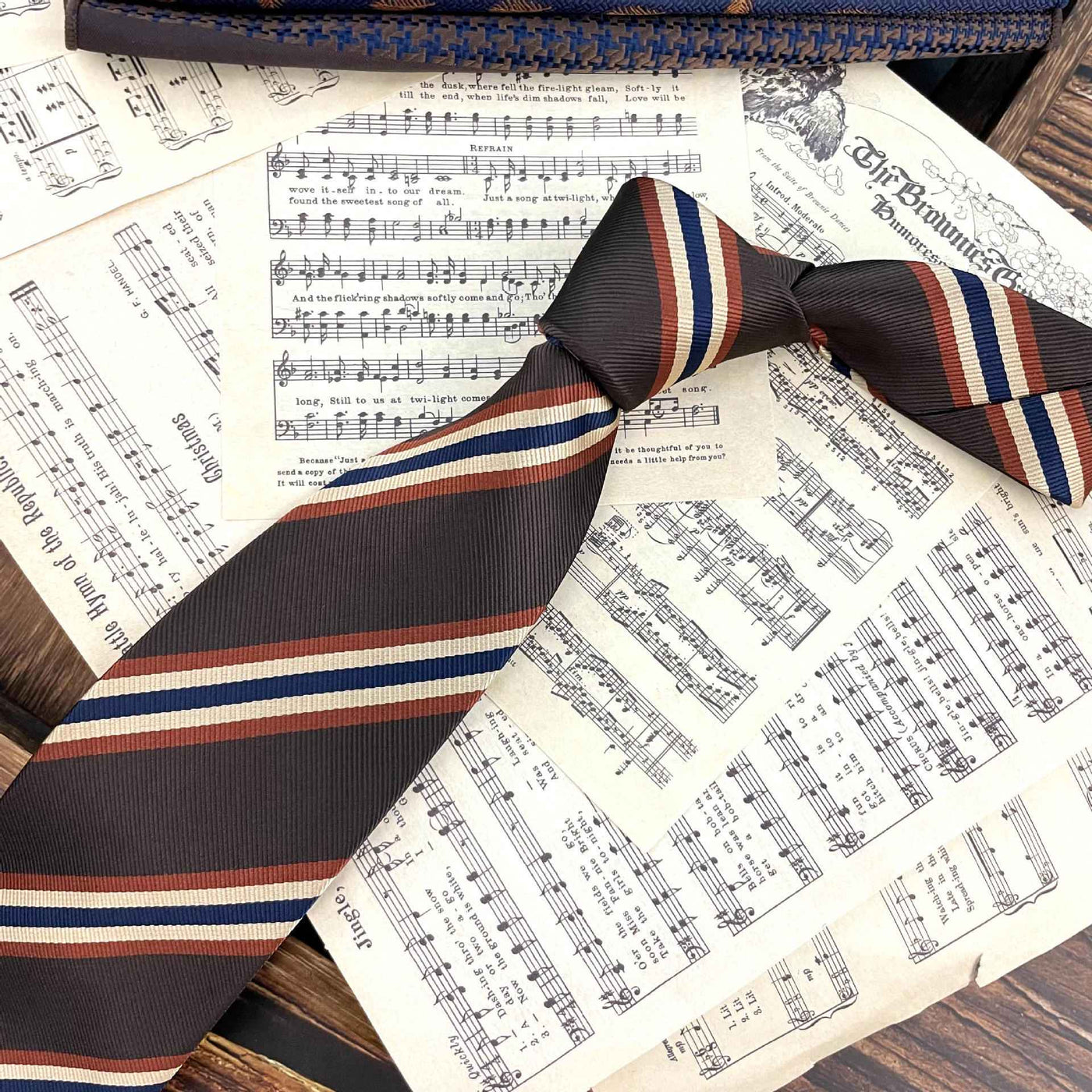 Retro Coffee Color Orange Red Striped Tie Hand Hit 8CM Men