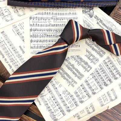 Retro Coffee Color Orange Red Striped Tie Hand Hit 8CM Men