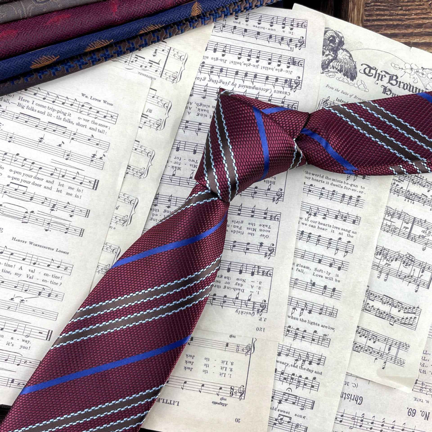 Retro Coffee Color Orange Red Striped Tie Hand Hit 8CM Men