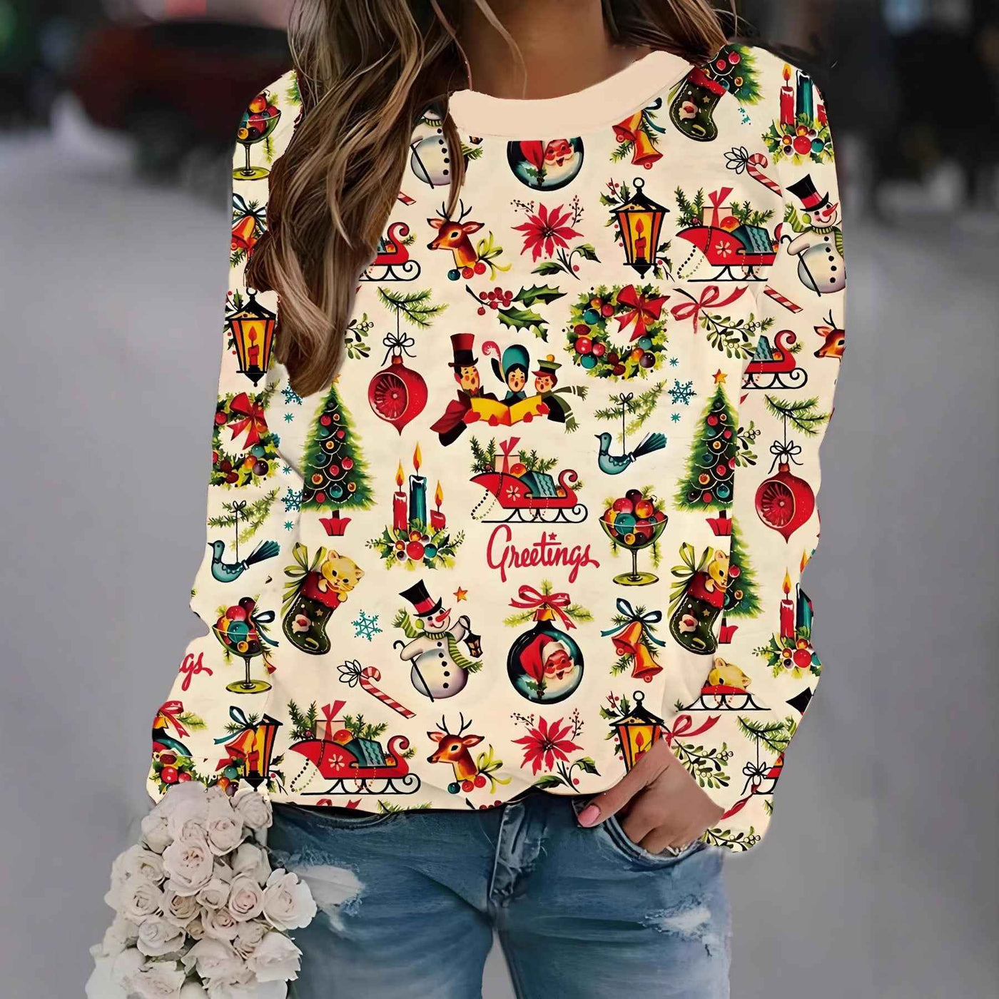 Women's Daily Casual Christmas Digital Printing Sweater