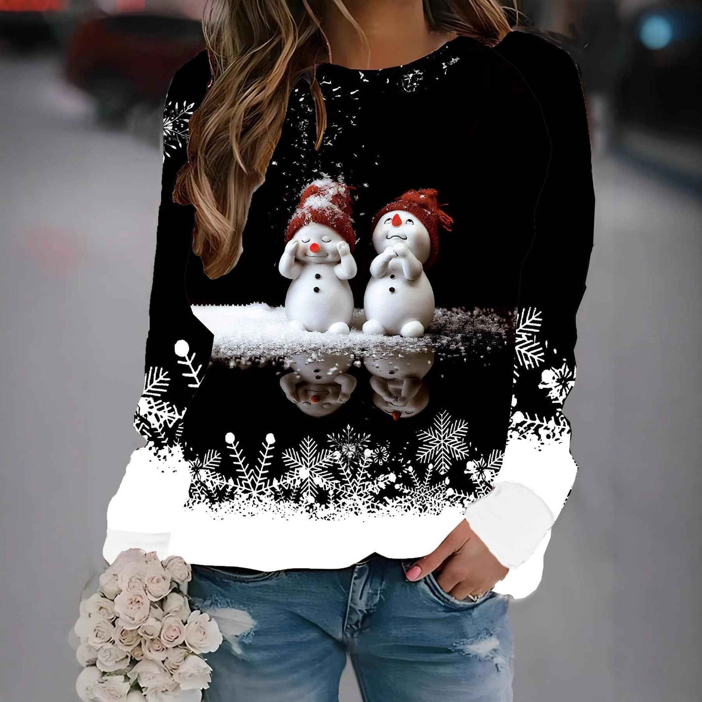 Women's Daily Casual Christmas Digital Printing Sweater