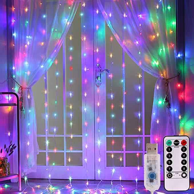 LED Curtain Garland On The Window USB String Lights Remote Control Christmas Decorations For Home Room