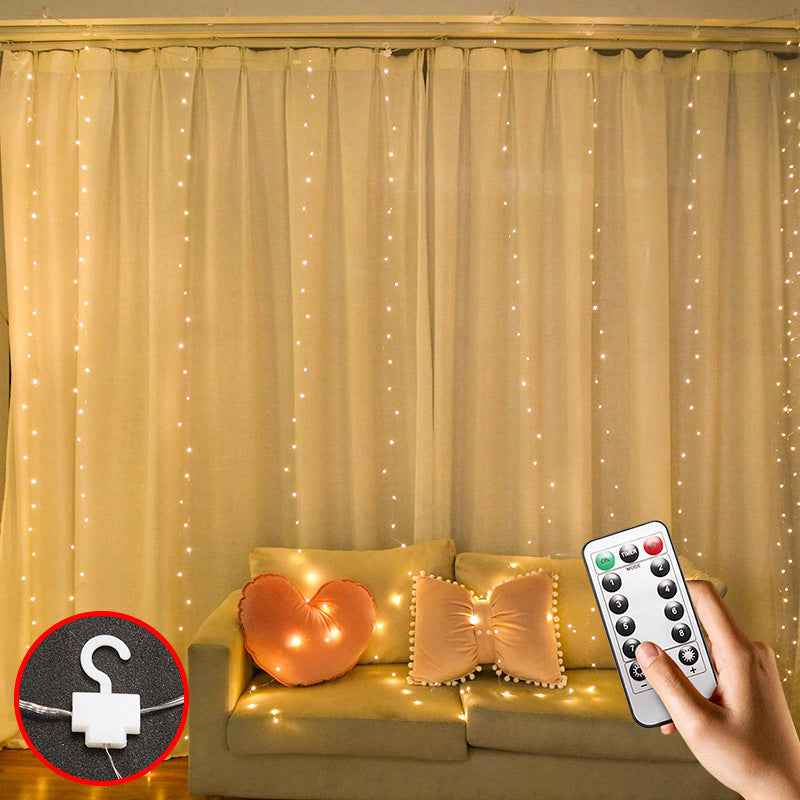 LED Curtain Garland On The Window USB String Lights Remote Control Christmas Decorations For Home Room
