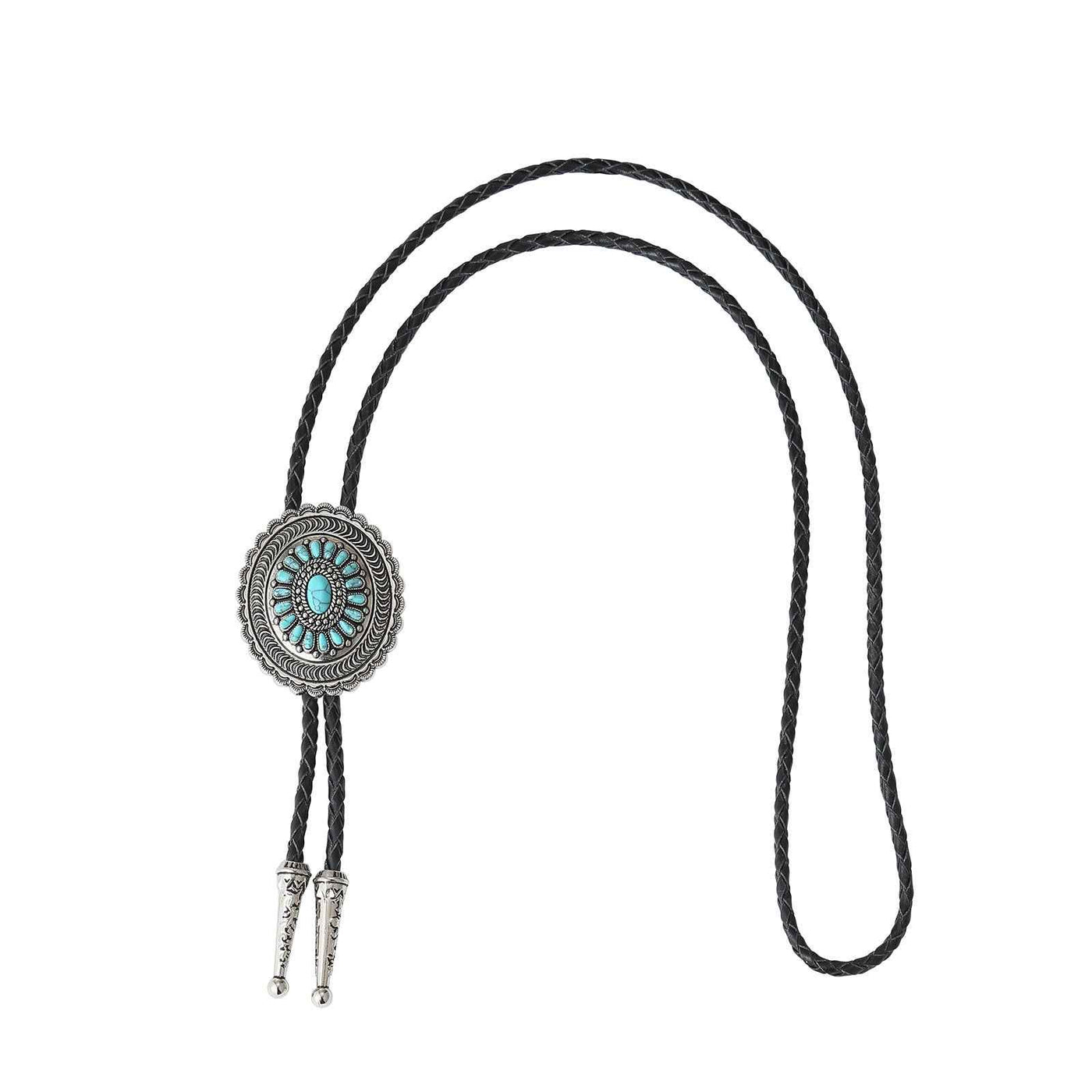 American Indian Western Style Turquoise Carved Bolo Tie