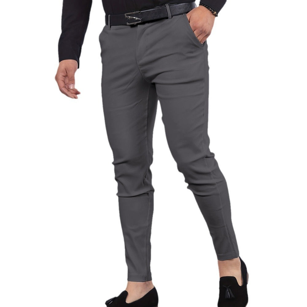 Men's Solid Color Faux Pocket Formal Casual Pants SHOPPORA