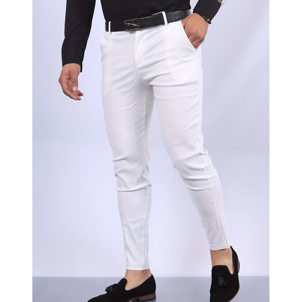 Men's Solid Color Faux Pocket Formal Casual Pants SHOPPORA
