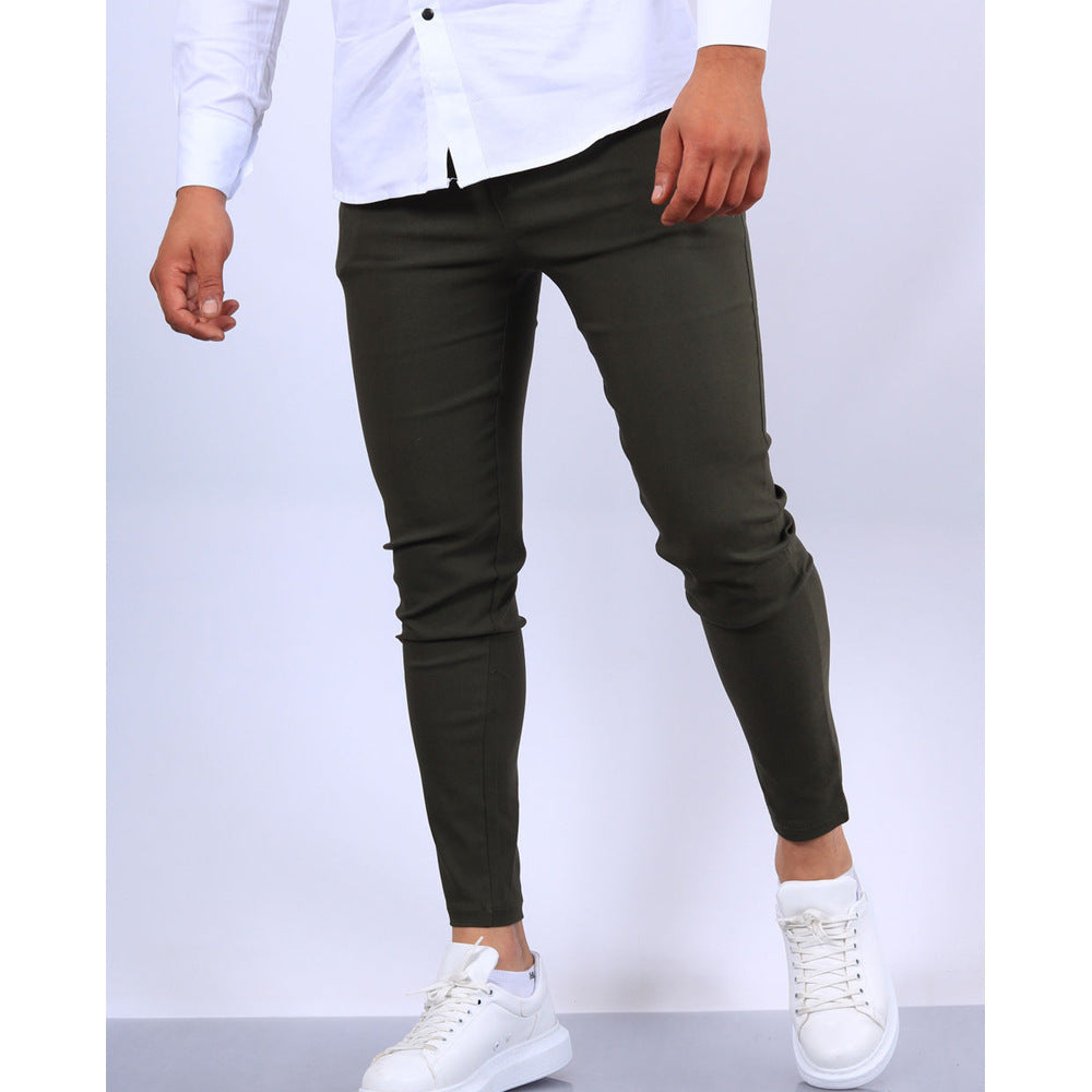 Men's Solid Color Faux Pocket Formal Casual Pants SHOPPORA