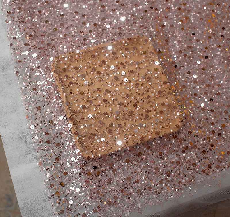 Sequined Pearl Embroidery Lace Asymmetric Single Sleeve Dress