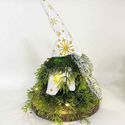 Golden Green Christmas Supplies Window Decoration Green Plants With Lights Faceless Elderly Floor Fine Doll