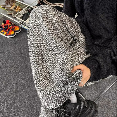 American Retro Houndstooth Woolen Wide-leg Pants Men SHOPPORA