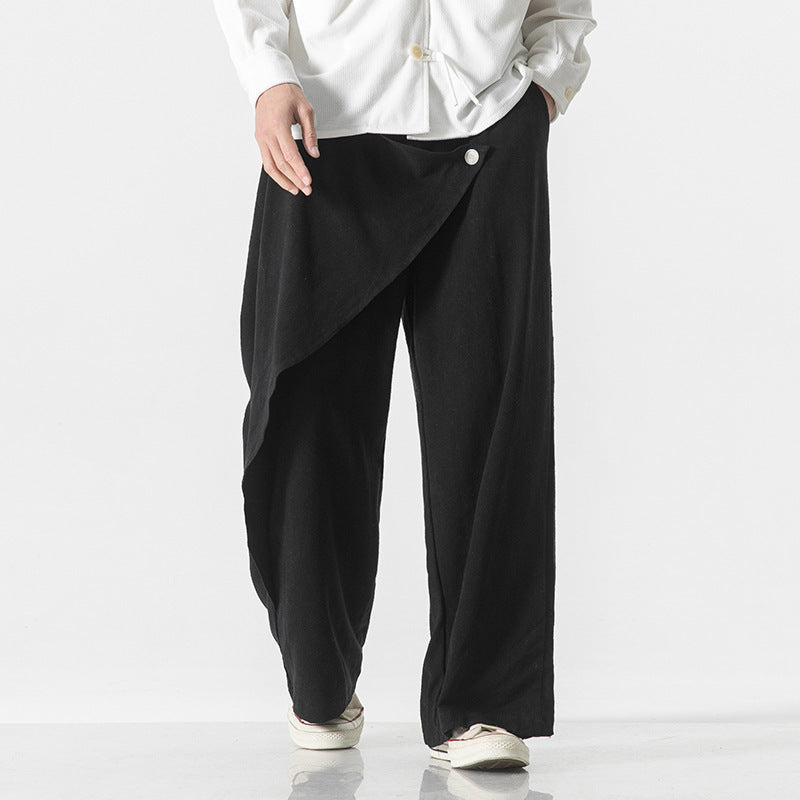 Cotton And Linen Casual Trousers Retro Plus Size Fashion Linen Men's Wide Leg Pants SHOPPORA