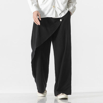 Cotton And Linen Casual Trousers Retro Plus Size Fashion Linen Men's Wide Leg Pants SHOPPORA
