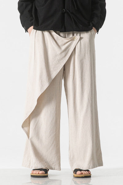 Cotton And Linen Casual Trousers Retro Plus Size Fashion Linen Men's Wide Leg Pants SHOPPORA
