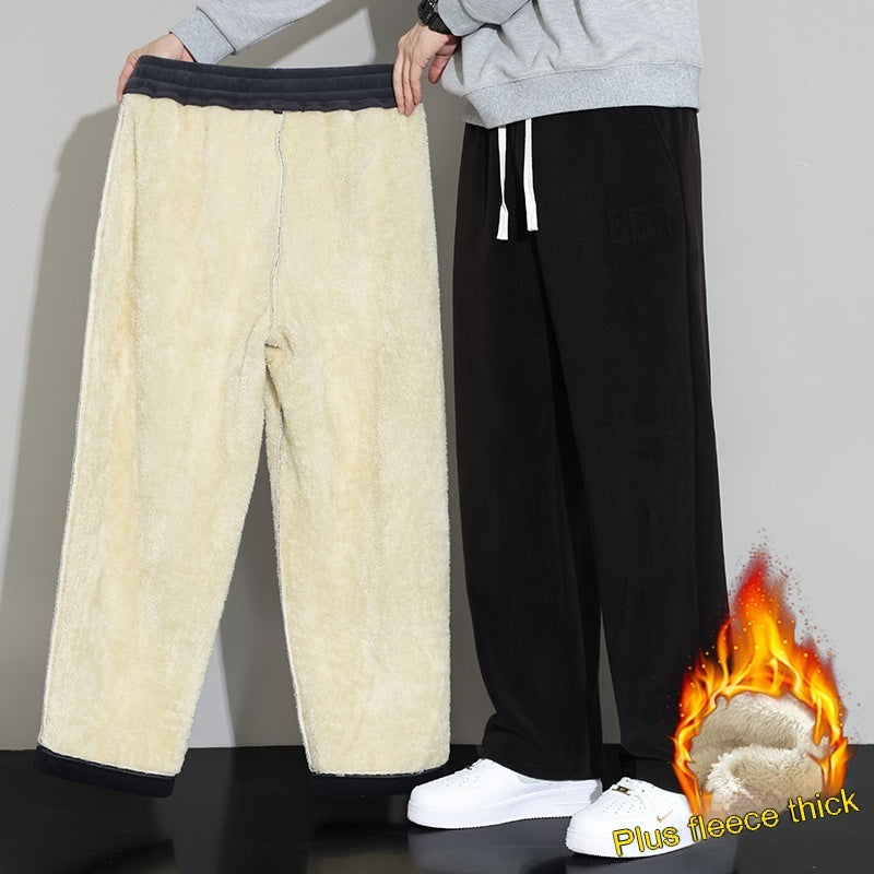 Winter Men's Casual Cashmere Pants Straight Wide-leg Pants SHOPPORA