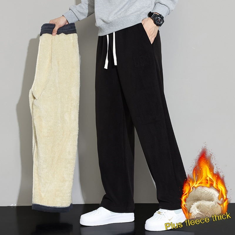 Winter Men's Casual Cashmere Pants Straight Wide-leg Pants SHOPPORA