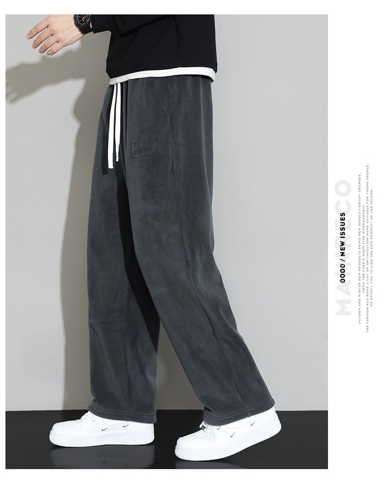 Winter Men's Casual Cashmere Pants Straight Wide-leg Pants SHOPPORA