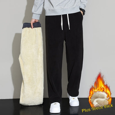 Winter Men's Casual Cashmere Pants Straight Wide-leg Pants SHOPPORA