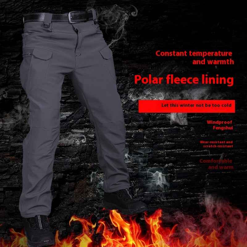Winter Tactical Pants Men's Fleece-lined Waterproof Shark Skin Soft Shell Tactical Pants