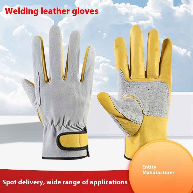 Arc-welder's Gloves Short Work Welding Labor Protection Leather Gloves