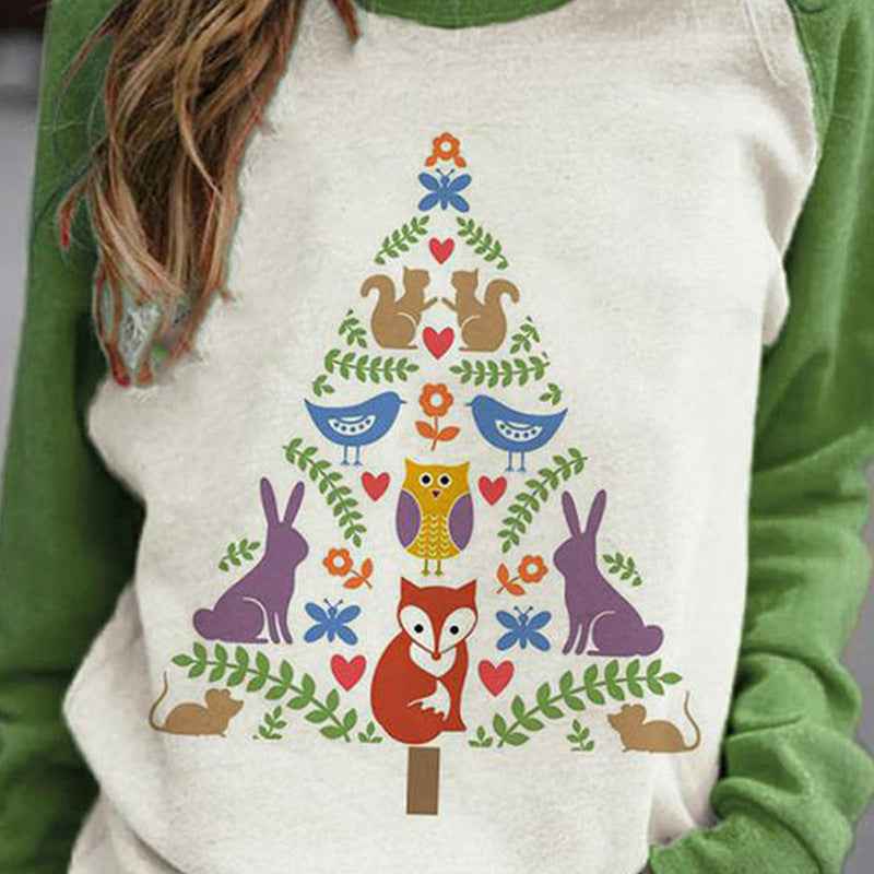 Christmas Round Neck Long Sleeve Printed Sweater