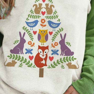 Christmas Round Neck Long Sleeve Printed Sweater