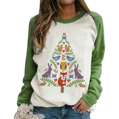 Christmas Round Neck Long Sleeve Printed Sweater