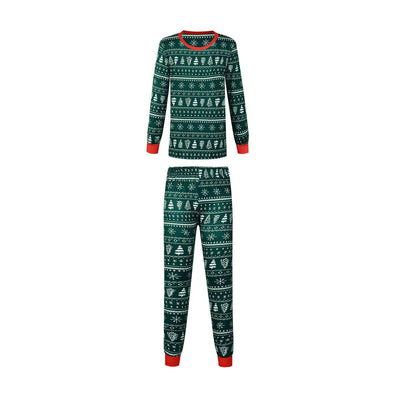 Christmas Print Contrast Color Parent-child Home Service Suit