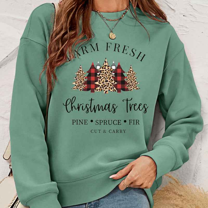 European And American Women's Clothing Pullover Christmas Sweater Women's Autumn And Winter Fleece Printed Women's Top