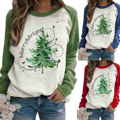 Explosive Contrast Color Christmas Tree Sweater