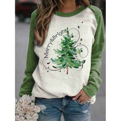 Explosive Contrast Color Christmas Tree Sweater