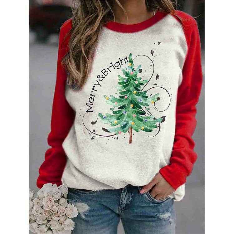 Explosive Contrast Color Christmas Tree Sweater
