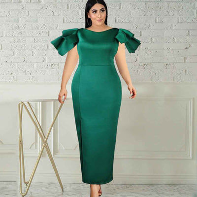 High-Waisted Sleeveless Plus Size Slim-Fit Wrap-Up Party Banquet Evening Dress