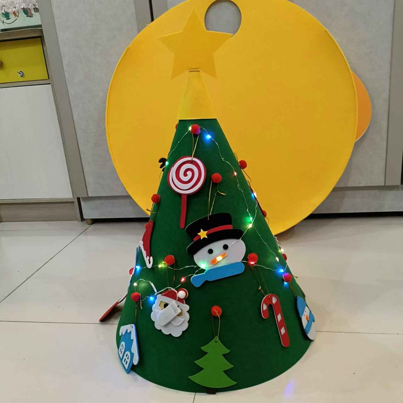 Felt Christmas Tree Three-dimensional Holiday High-grade Decorations With Lights Children Handmade Pendant