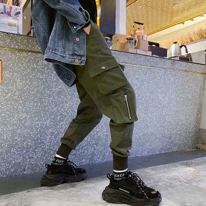 Overalls, men's tide brand, loose feet, national tide, leisure port wind