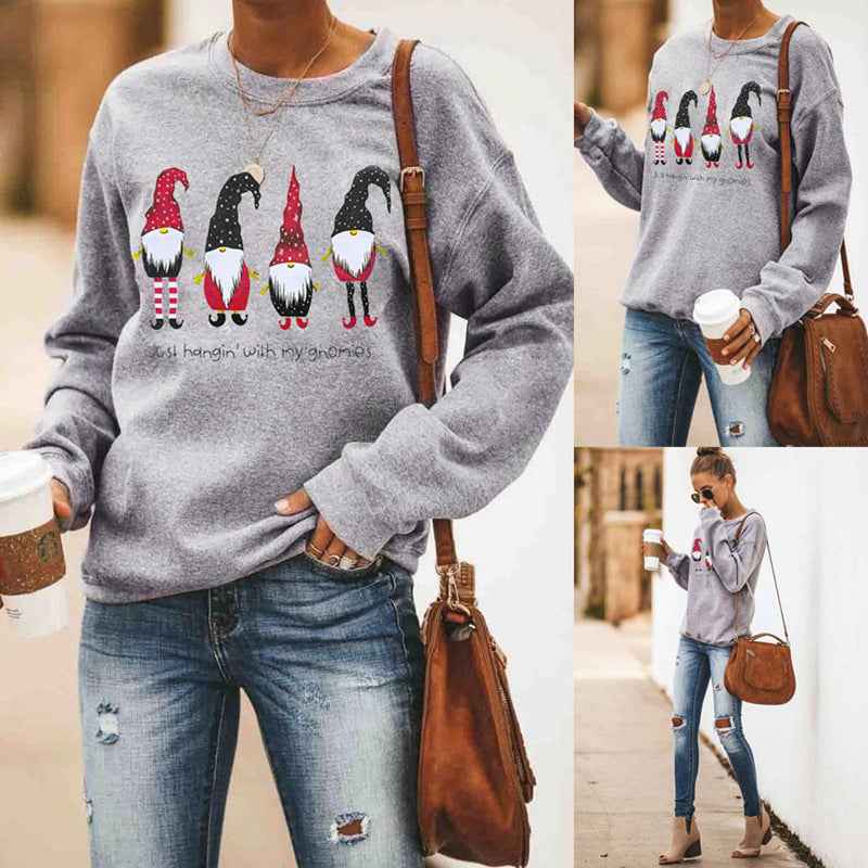 Christmas print long sleeve sweatshirt