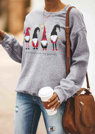 Christmas print long sleeve sweatshirt