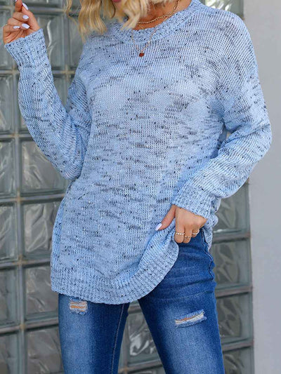 Winter Polka Dot Pullover Knitted Sweater Fashion Solid Color Loose Long Sleeve Top Women's Clothing