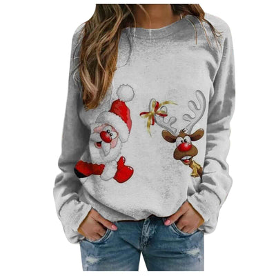 Christmas print fleece sweatshirt