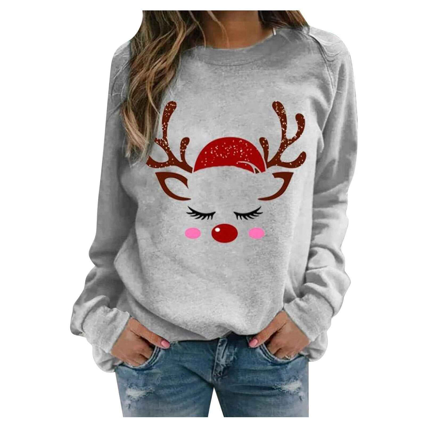 Christmas print fleece sweatshirt