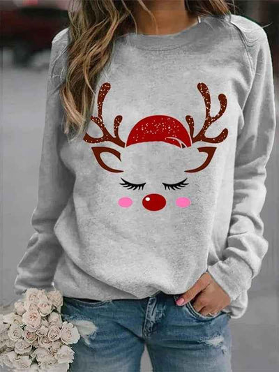 Christmas print fleece sweatshirt