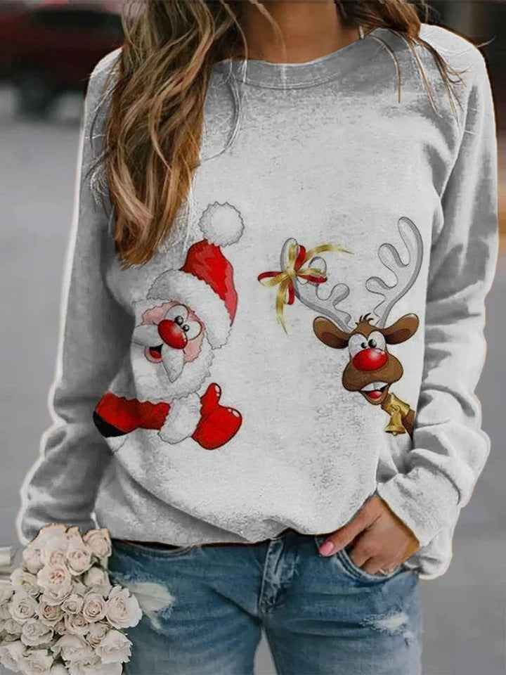 Christmas print fleece sweatshirt