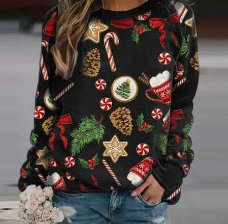 Christmas print fleece sweatshirt