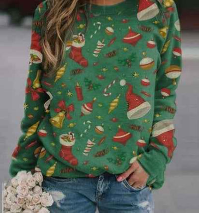 Christmas print fleece sweatshirt