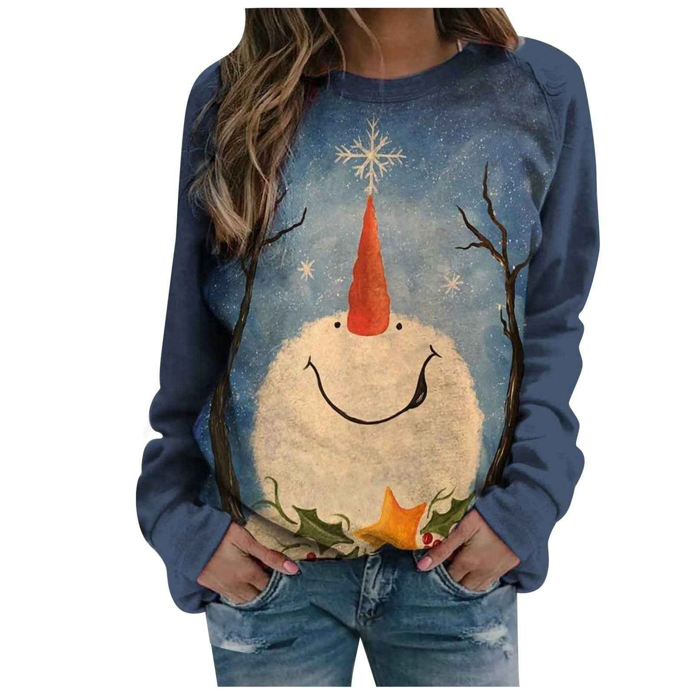 Christmas print fleece sweatshirt