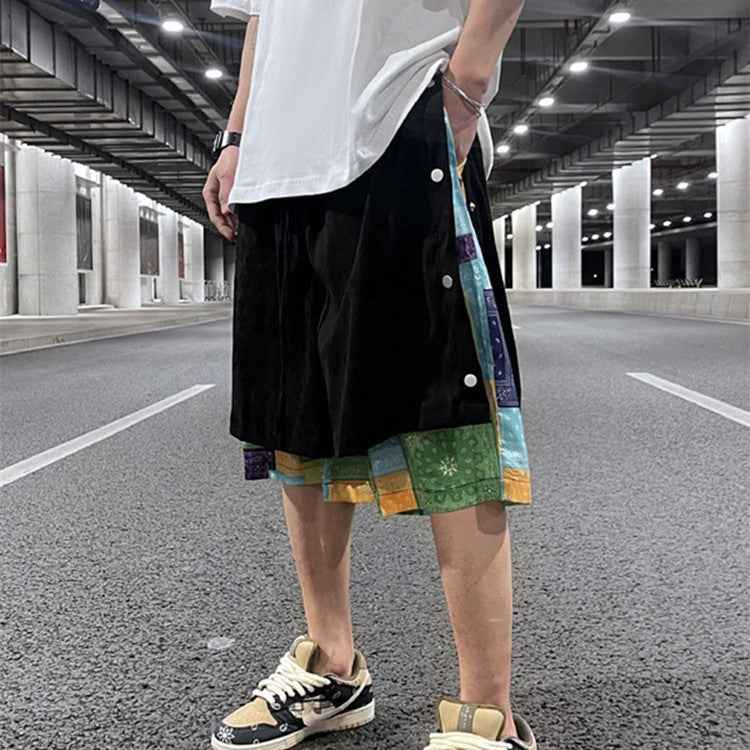 Suede Breasted Cropped Pants Fake Two Pieces