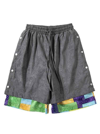 Suede Breasted Cropped Pants Fake Two Pieces