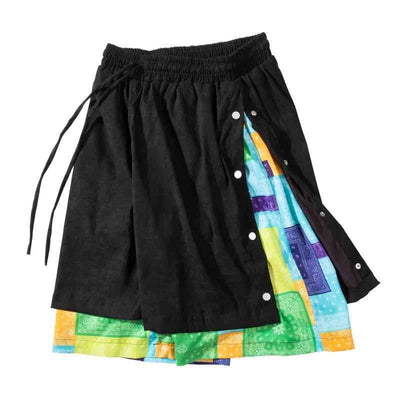 Suede Breasted Cropped Pants Fake Two Pieces